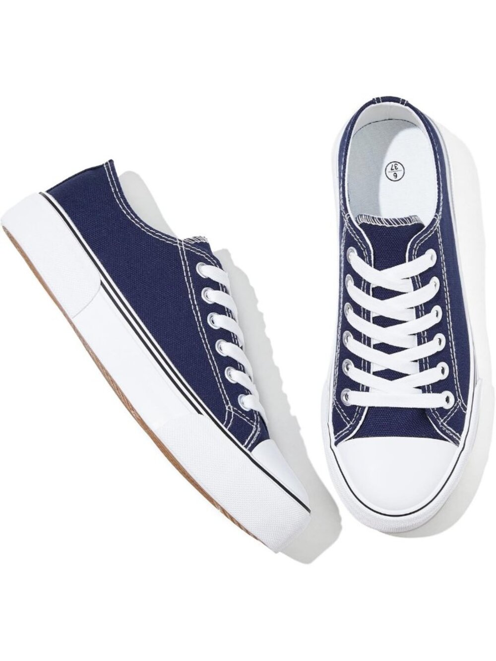 Stylish Low Top Canvas Sneakers for Women - Casual Lace-Up Walking Shoes in